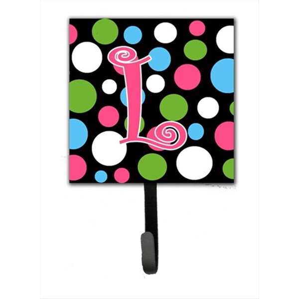 Carolines Treasures 4.25 x 6 in. Letter L Initial Monogram Polkadots and Pink Leash Or Key Hook CJ1038-LSH4 - main